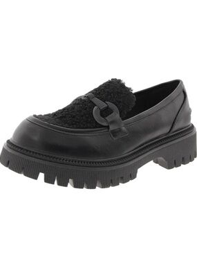 👞⚔️ G.C. SHOES Chunky Combat Loafers Bouclé Vamp Black Leather US 9.5